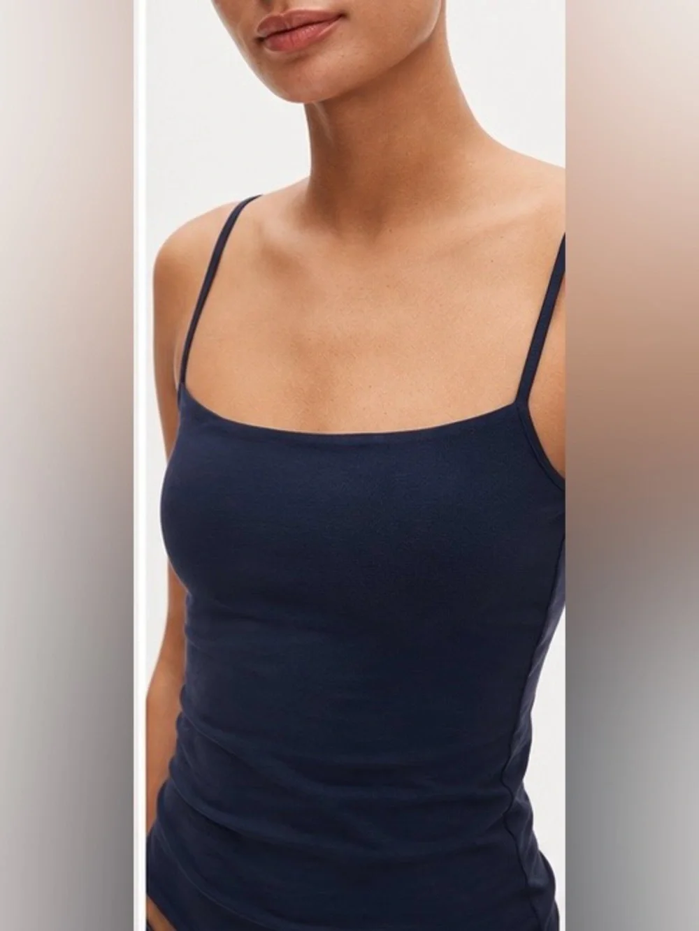J.Crew Stretch cotton shelf-bra tank top in navy
